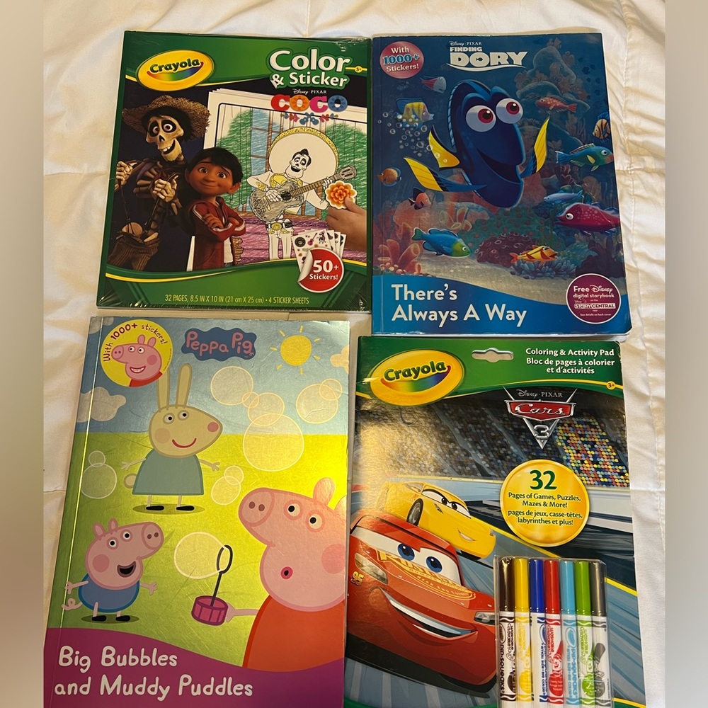 Disney Dory, Cars, Coco Sticker Books/Nick Jr. Peppa Pig Sticker Book NEW NWT